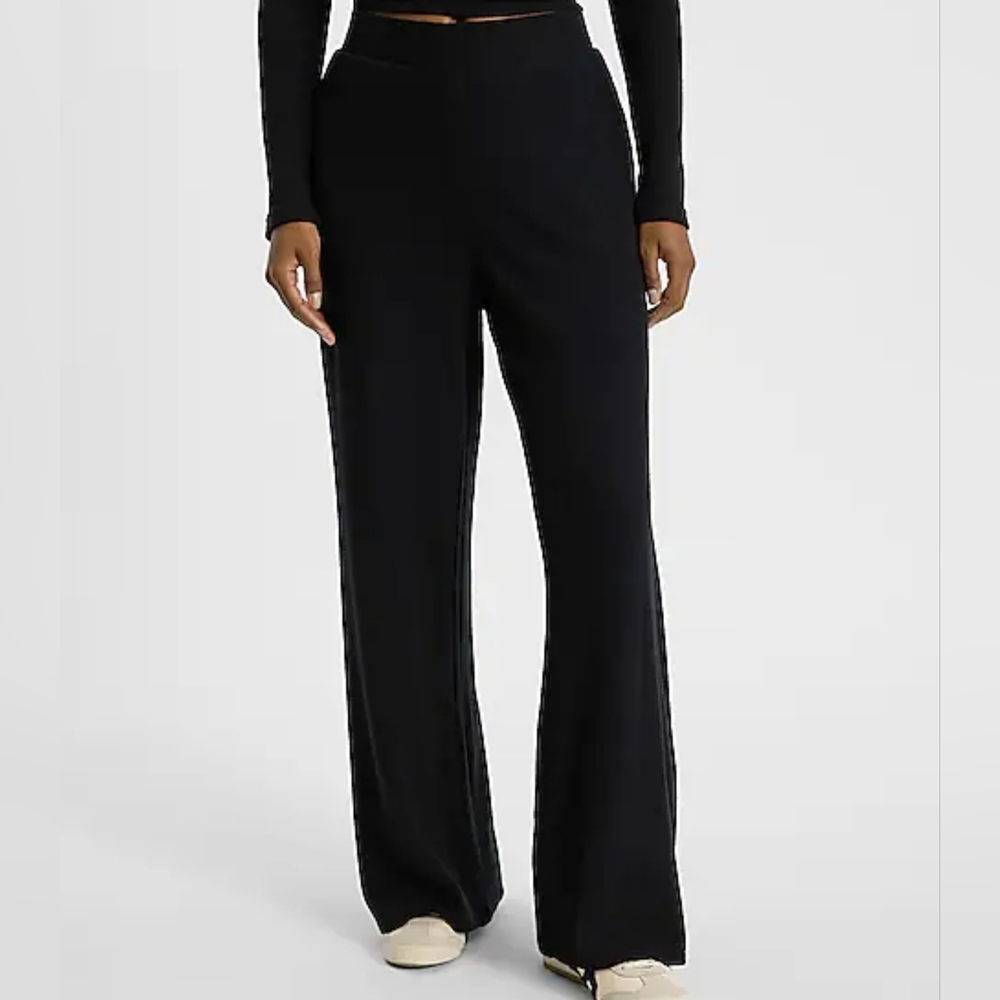 Express Waisted Waffle Pull On Wide Leg Pant - Picture 3 of 4